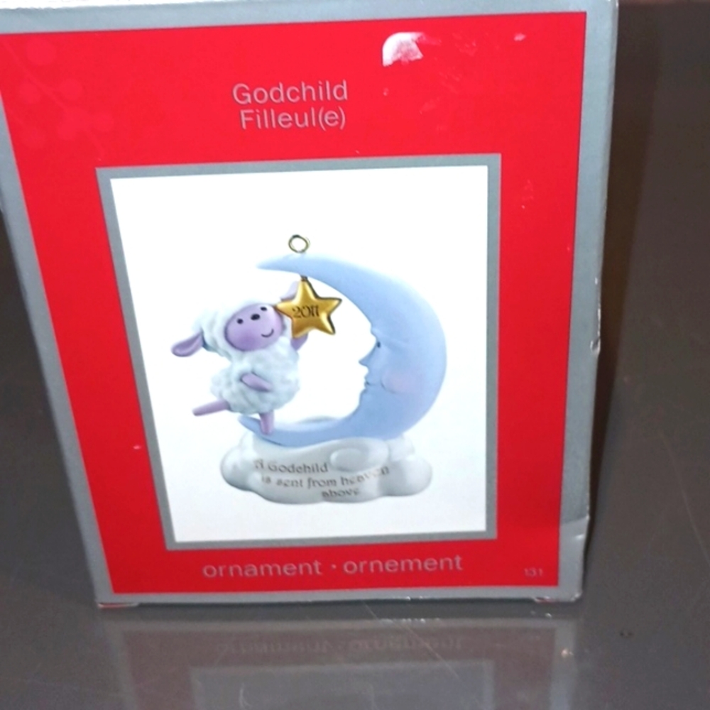 American greetings heirloom ornament godchild 2011 sheep Moon boxed